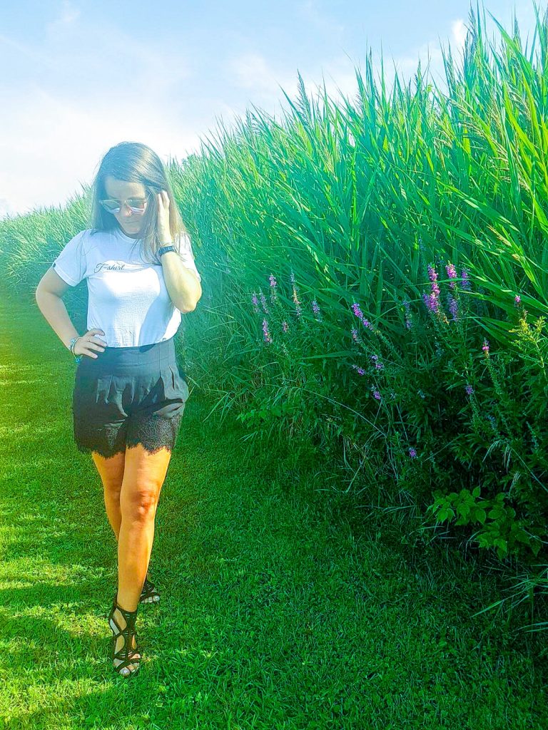 Lace shorts and a tee